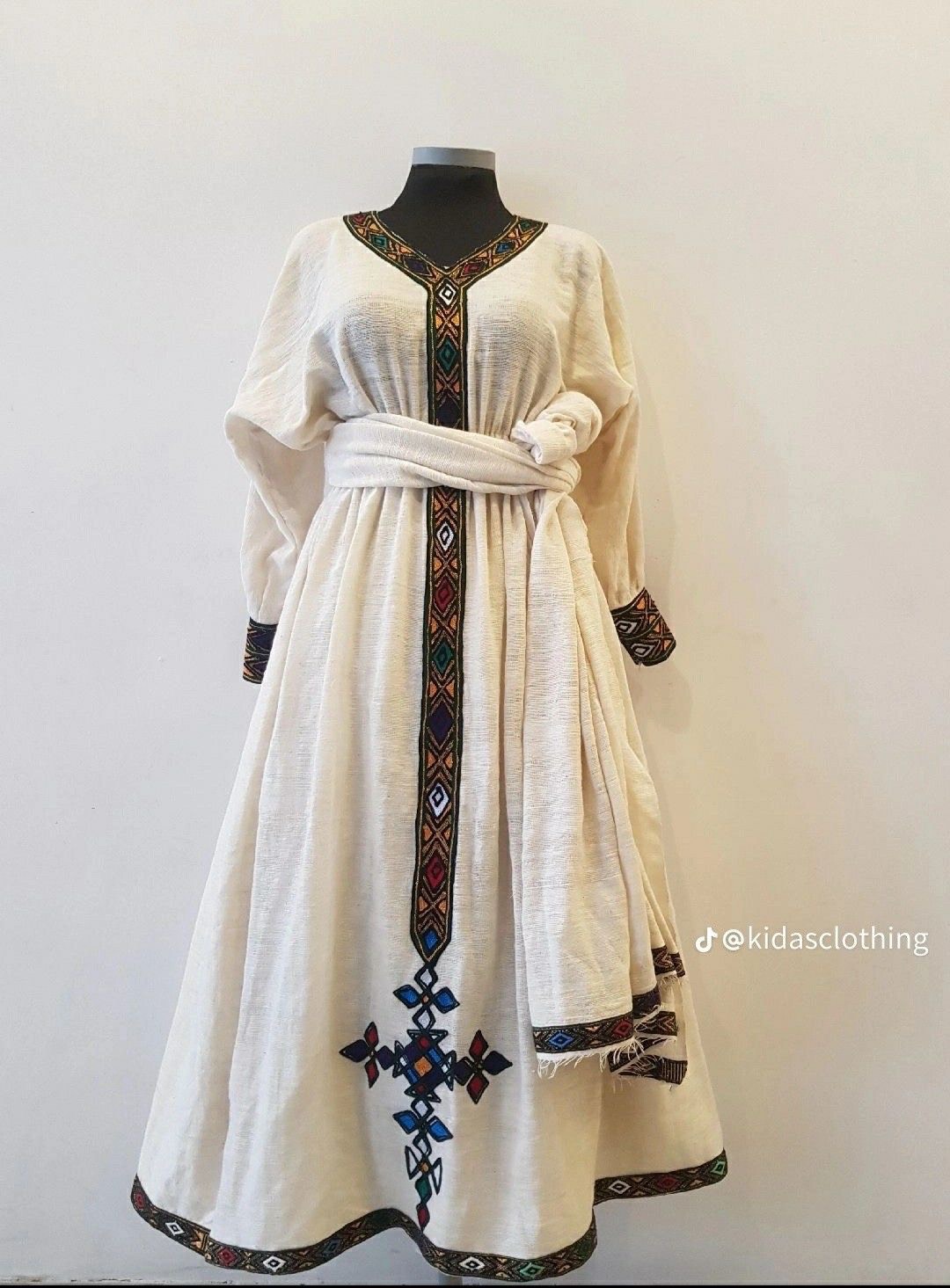 Gondar Cross Embroidered Dress